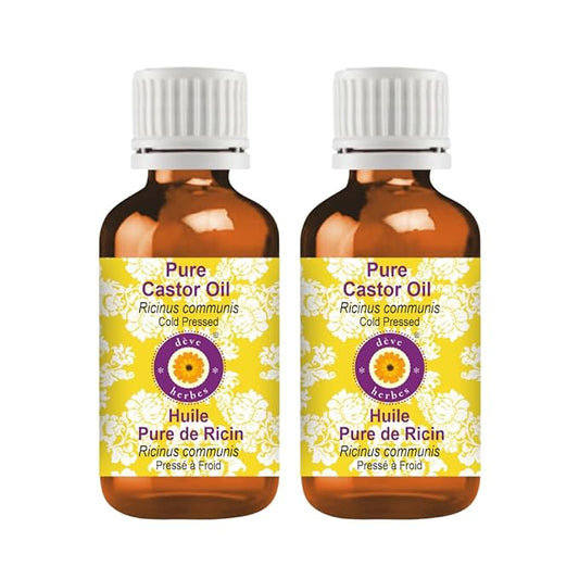 dève herbes Pure Castor Oil (Ricinus communis) Cold Pressed (Pack of Two) 100ml X 2 (6.76 oz)