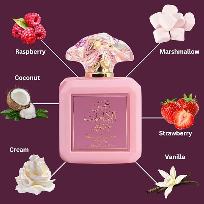 Ard Al Zaafaran Pink Blush Shams Al Emarat Khususi Eau De Parfum For Women Spray 100 ML (3.4 OZ) Long Lasting Arabian Perfumes For Women - Elegant & Sweet Ladies Perfume for Every Occasion (Pack of 3)