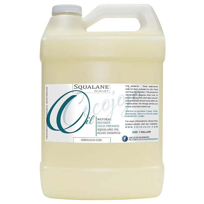 Dr Joe Lab Squalane Oil Pure Plant Derived Refined Cold Pressed From Olives Vegan Undiluted Carrier Oil for Face Skin Hair Body Cosmetics Natural Cleanser Moisturizer (128 oz / 1 Gallon)