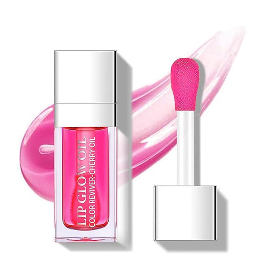 Plumping Lip Oil, Hydrating Gloss Tinted Lip Balm Transparent Lip Care, Big Brush Head Glitter Shine, Long Lasting Nourishing Non-sticky Fresh Texture(RASPBERRY)