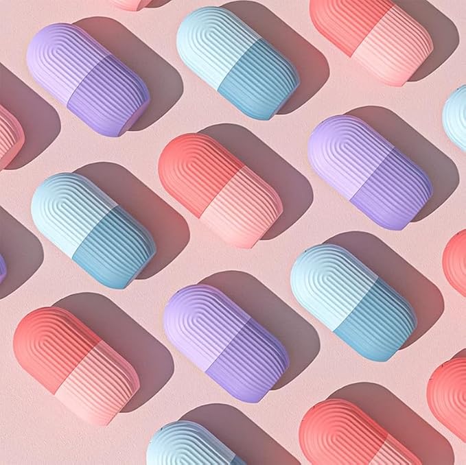 Facial Beauty Ice Roller Silicone Container, Skin Care Ice Massager for Firming and Beautiful Skin. (Blue)