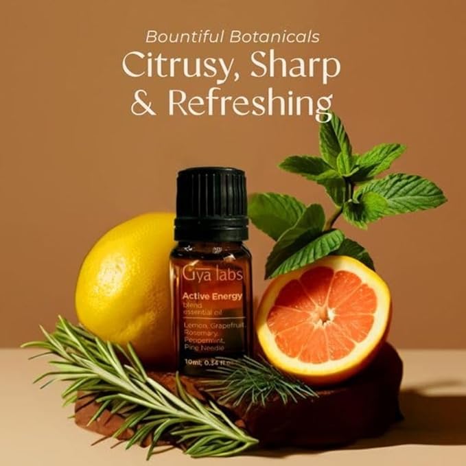 Gya Labs Active Energy Essential Oil Blend for Diffuser - 100% Pure Natural Energy Aromatherapy Oils - Rejuvenating & Refreshing (0.34 Fl Oz)
