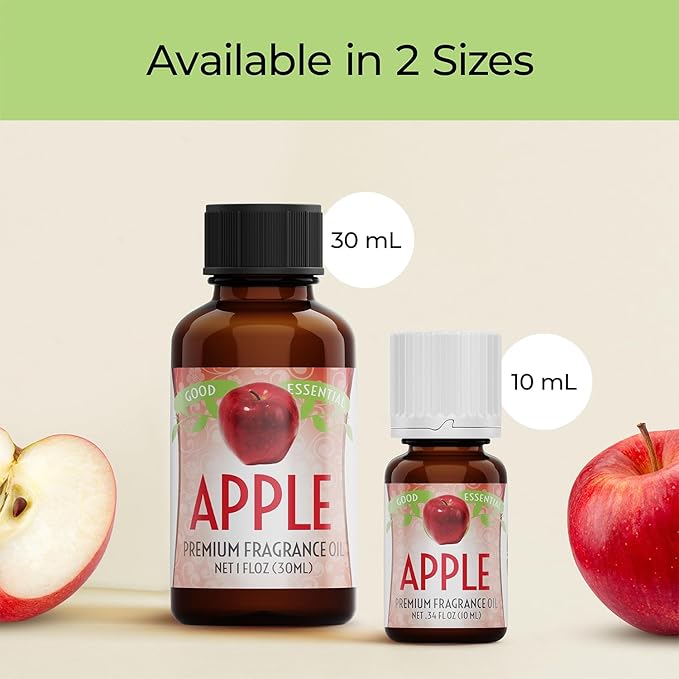 Good Essential Professional Apple Fragrance Oil (30ml/1 fl oz) for Candles, Soaps, Perfume, Lotions, Diffuser & Aromatherapy