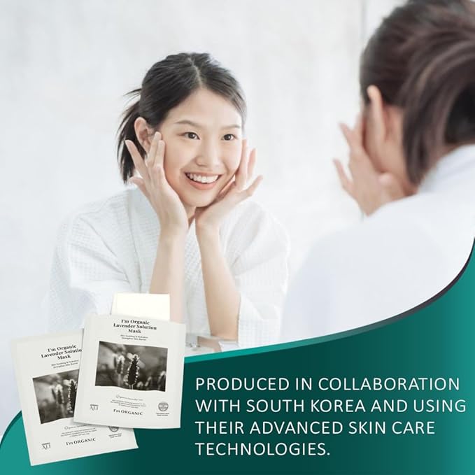 I'm ORGANIC - Lavender Solution Mask with Organic Lavender Oil | Skin Soothing | Hydrating | All Skin Types | 5 Masks