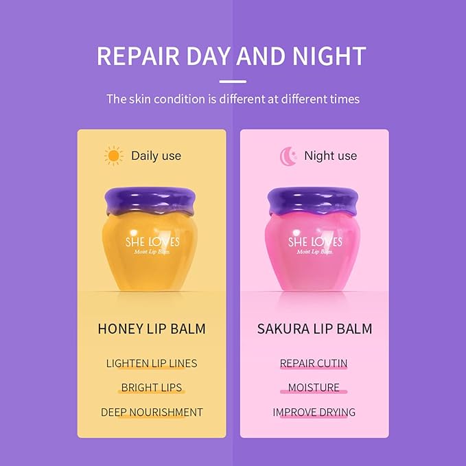 2PCS Honey Pot Lip Balm, Lip Sleeping