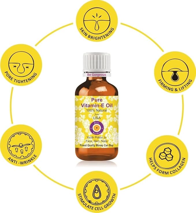 Deve Herbes Pure Vitamin E Oil Natural Therapeutic Grade 30ml (1 Ounce)