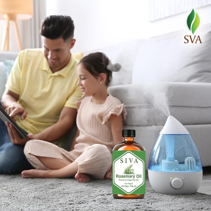 Siva Rosemary Essential Oil - 4 Fl Oz – Natural Rosemary Oil - for Diffuser, Face, Skin Care, Aromatherapy, Hair Care, Scalp and Body Massage - with Dropper