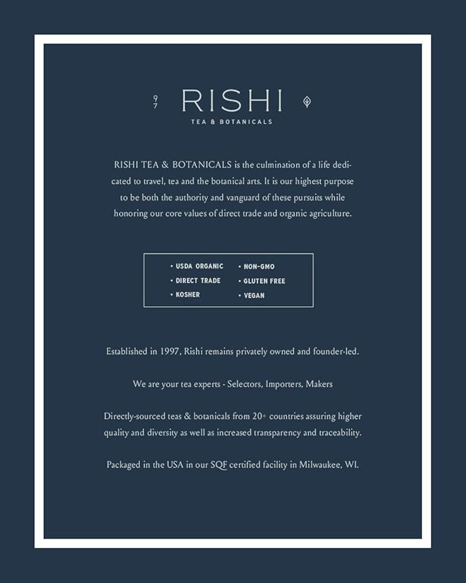 Rishi Tea Lavender Mint Herbal Tea - Organic, Caffeine Free Sachet Tea Bags, Calming Lavender with Peppermint & Sage - 50 Count