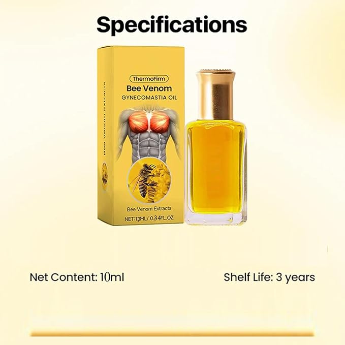 ThermoFirm Bee Venom Gynecomastia Oil, 2025 New Chest Muscles Bee Venom Oil,Strengthen The Chest Muscles (2 Bottle)