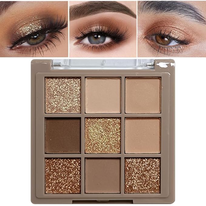 9 Colors Matte Nude Pink Shimmer Gold Dark Brown Colorful Eyeshadow Palette Matte Shimmer Korean Natural Eye Shadow palettes Highly Pigmented Naturing-Looking Long Lasting (05#)
