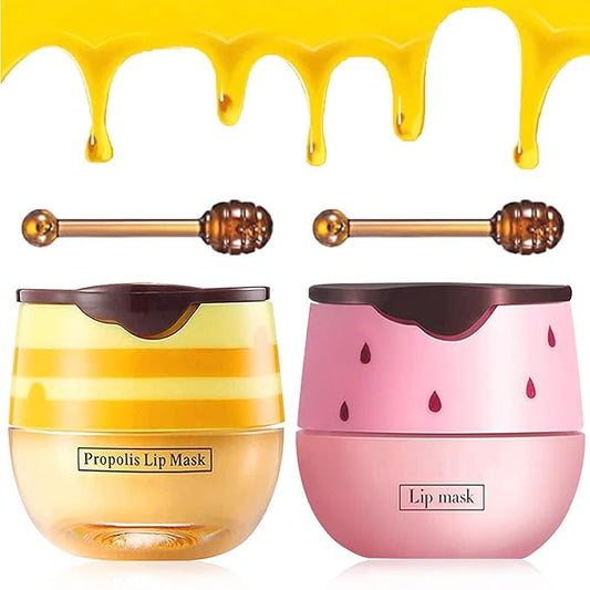2Pcs Bee Lip Balm Honey Pot, Lines