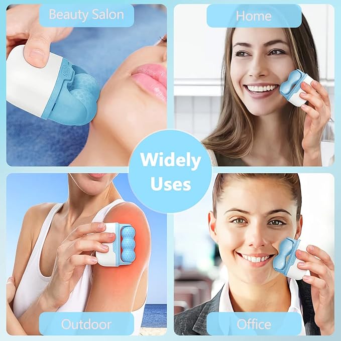 Ice Roller Double Ended, Ice Roller for Face & Eye Puffiness Relief, Ice Face Roller Massager for Migraine Pain, 2 in 1 Facial Ice Roller Skin Care Tool for Whole Body Minor Injury Cold Compress