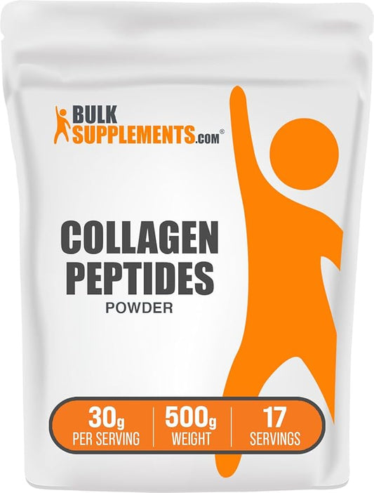 BulkSupplements.com Collagen Peptides Powder - Bovine Collagen Powder, Powdered Collagen Supplement - Hydrolyzed & Gluten Free, 30g per Serving, 500g (1.1 lbs) (Pack of 1)