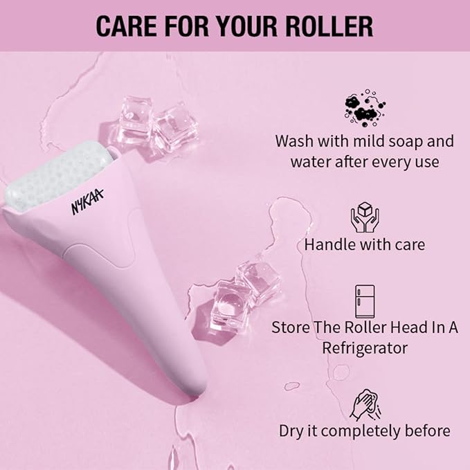 Nykaa Naturals Ice Roller Massage for Face Toning - Reduces Clogged Pores - Improves Absorption - Releases Neck Stiffness - Pink - 1 pc