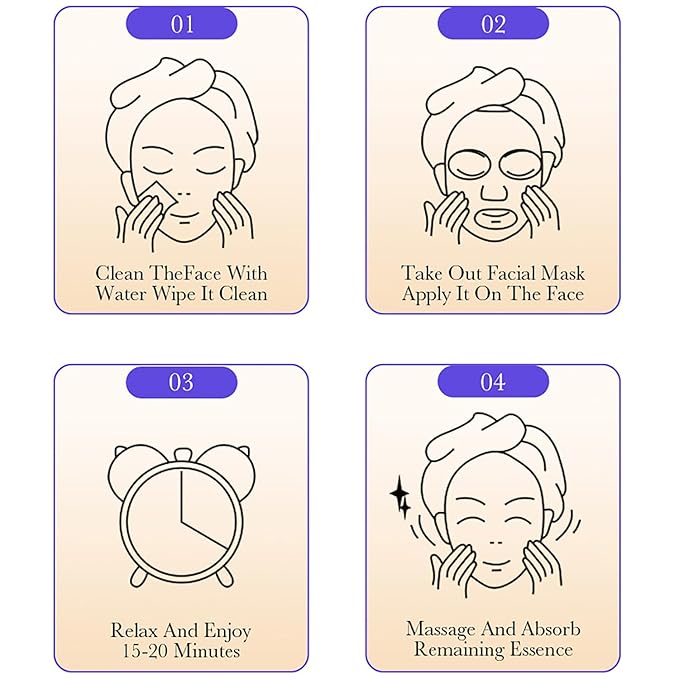 BIOAQUA Vitamin C Facial White Face Mask Orange Extract Moisturizing Hydrating 10x Antioxidant 5x25g/0.88fl.oz