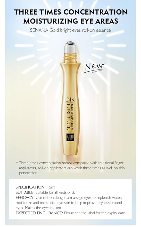 24K Gold Anti-Wrinkle Smoothing Under Eye Cream for Dark Circles, Puffiness, Eye Bag, Anti Aging Correxion Line Daily Cream with Hyaluronic Acid, 15 ML (1)