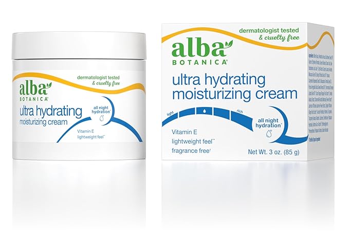 Alba Botanica Ultra Hydrating Moisturizing Cream, with Vitamin E, Fragrance Free, 3 Oz (Packaging May Vary)