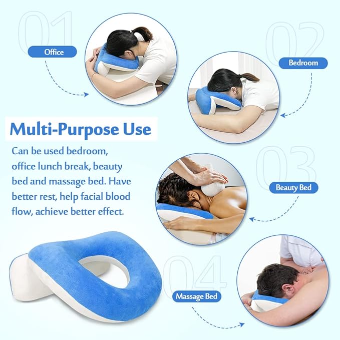 Face Down Pillow After Eye Surgery Prone Vitrectomy Retina Recovery Equipment Donut Face Pillow Massage Head Cradle Facedown Desk Pillow for Napping Piercing Cushion
