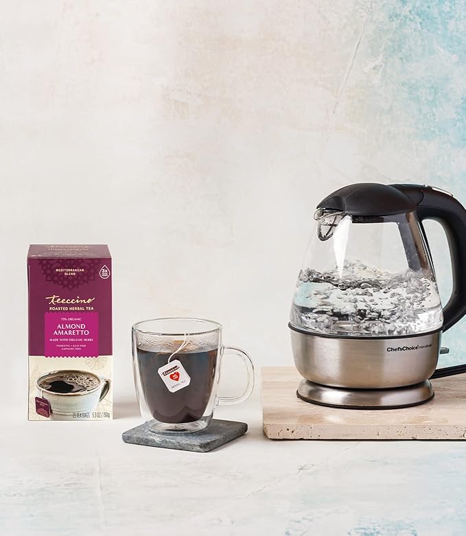 Teeccino Herbal Tea - Almond Amaretto - Rich & Roasted Herbal Tea That's Caffeine Free & Prebiotic for Natural Energy, 25 Tea Bags