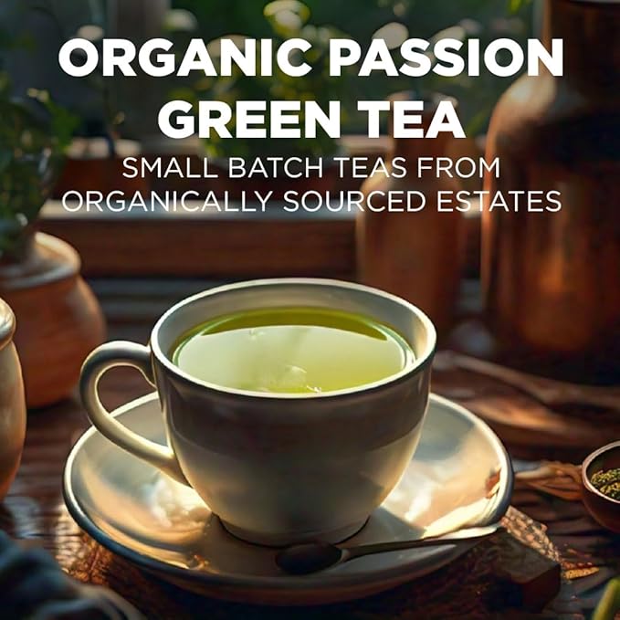 Maud's Organic Passion Green Tea Pods, 24 ct, Recyclable Single Serve Tea Pods – 100% Gourmet Blended Tea Leaves, Compatible with Keurig K Cups Maker