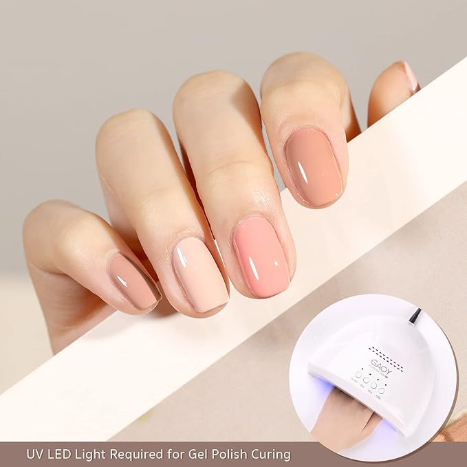 GAOY Nude Pink Gel Nail Polish Set and Cuticle Oil, 20ml Cuticle Care Strengthener Oil