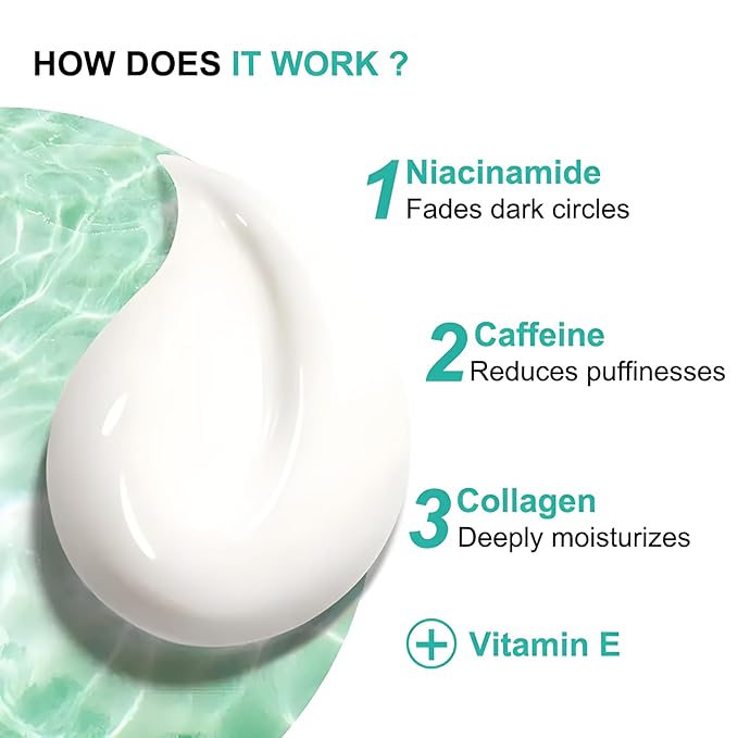 Caffeine Eye Cream, 2.5% Activity Retinol Eye Cream For Puffiness And Bags Under The Eyes Deep Moisturizing Anti-Wrinkle Aging Fine Line,1.05 Oz