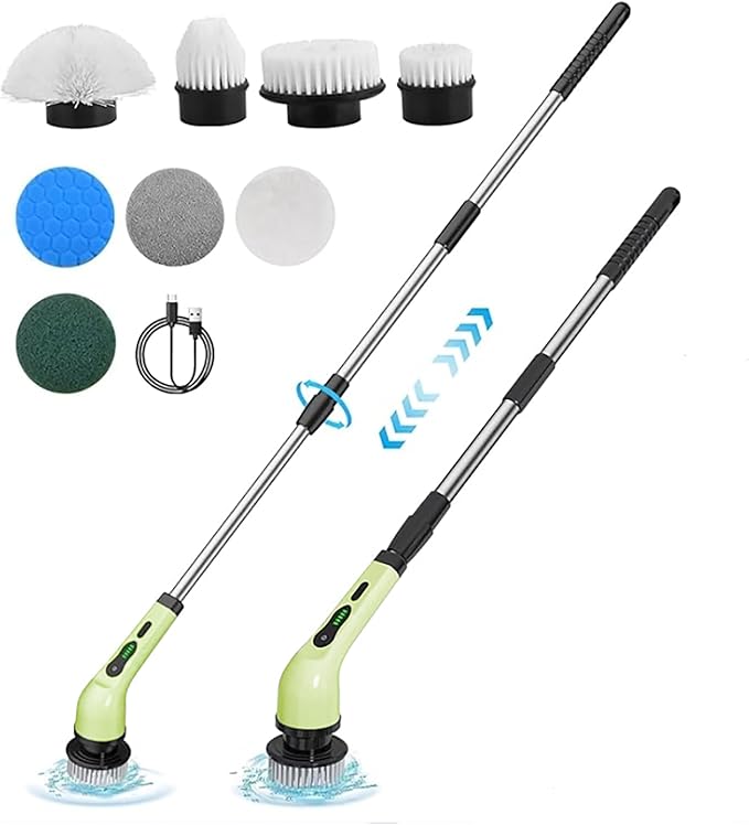 Electric spin scrubber, cordless cleaning