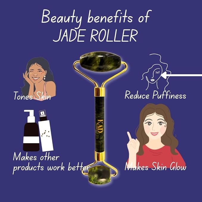KAD Face Roller for Face Massage Tools 100% Natural Jade Roller Anti-Aging Reduce Puffiness Wrinkles