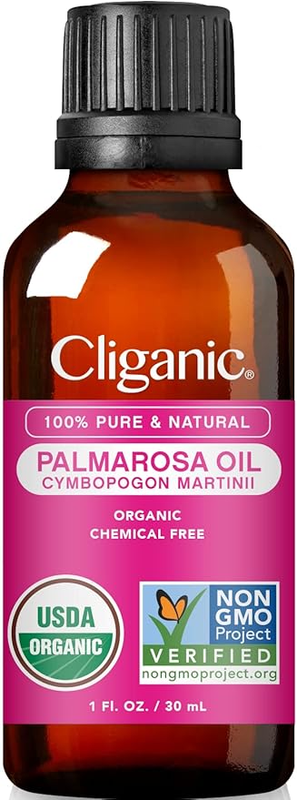 Cliganic USDA Organic Palmarosa Essential Oil, 1oz - 100% Pure Natural Undiluted for Aromatherapy | Non-GMO