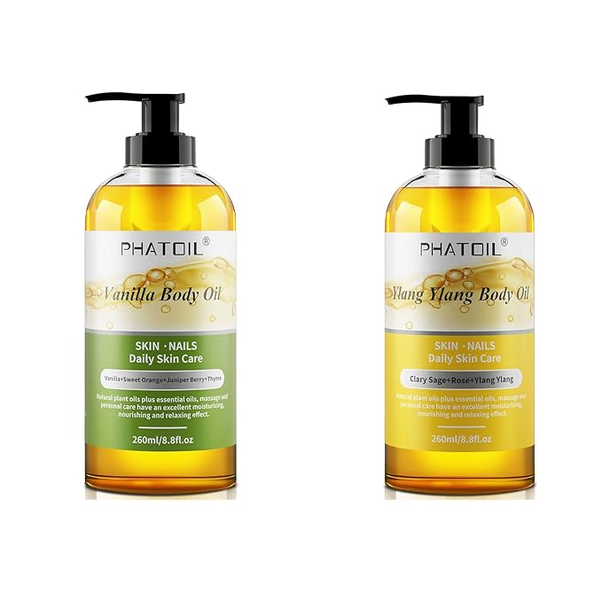 Vanilla Body Oil & Ylang Ylang Body Oil 260ML, Premium Body Oil for Moisturizing Skin
