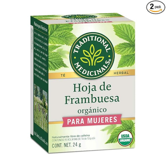 Traditional Medicinals Organic Raspberry Leaf Herbal Tea, Eases Menstrual Cramps & Supports Healthy Pregnancy, (Pack of 2) - 16 Tea Bags