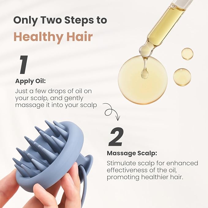 AIMIKE Scalp Massager Shampoo Brush, 100% Soft Silicone Scalp Scrubber, Scalp Exfoliator Brush for Dandruff Removal, Scalp Massager for Hair Growth, Wet Dry Hair Massager Shampoo Brush, Haze Blue