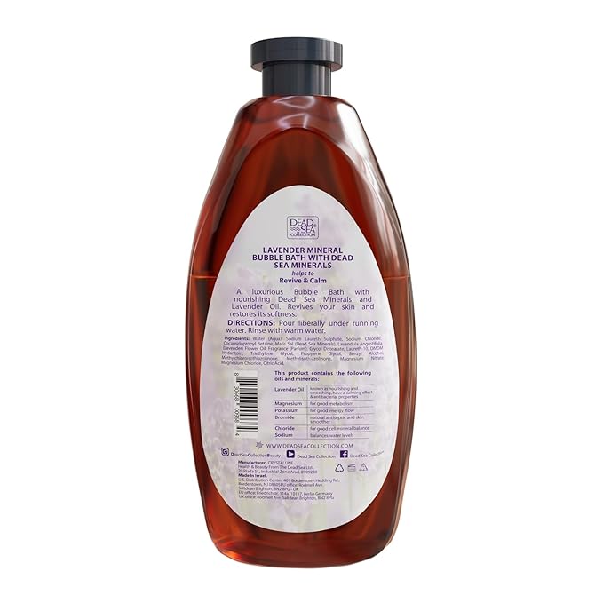 Dead Sea Collection Bubble Bath with Lavender for Women and Men - Lavender Oil and Pure Dead Sea Minerals - Nourishing and Moisturizing Skin - Pack of 2 (67.6 fl.oz)
