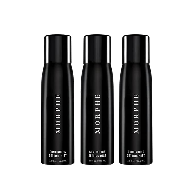 Morphe Continuous Setting Mist - Micro-Fine Setting Spray for Makeup with a Natural Finish - Helps Makeup Resist Caking or Fading & Increases Wear of Foundation (3 Count, 2.8 fl oz)