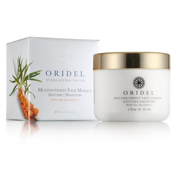 Oridel® Daytime/Nighttime Facial Care Set with Argan Oil and Sea Buckthorn - includes Multinutrient Face Masque (2 fl oz) plus Liquid Gem Face Oil (1 fl oz)