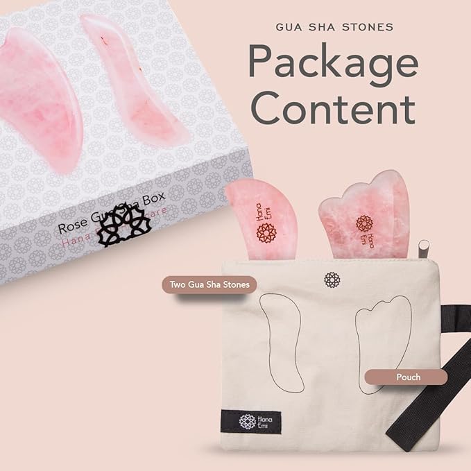 Gua Sha Facial Tools - Rose Quartz Gua Sha Stone for Body Massage, Physical Therapy & Skincare - Includes Massage Tool, Protective Case & E-Book