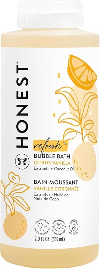 The Honest Company Foaming Bubble Bath | Gentle for Baby | Naturally Derived, Tear-free, Hypoallergenic | Citrus Vanilla Refresh, 12 fl oz