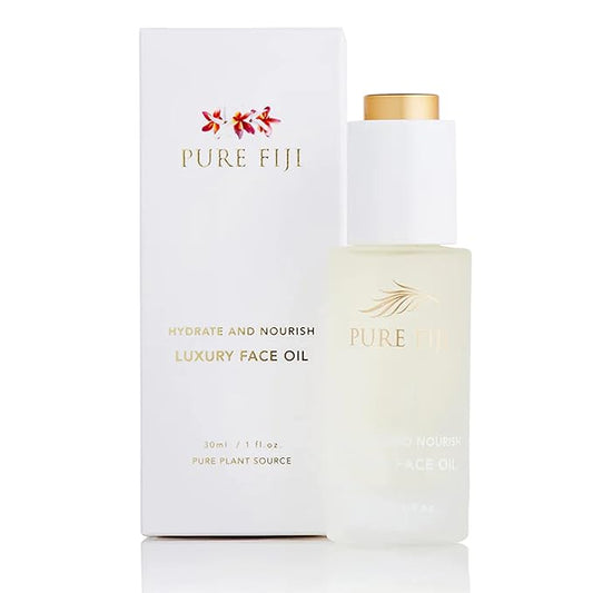 PURE FIJI Hydrate & Nourish Luxury Face Oil Face Moisturizer for Women, Skin Brightening Serum - Anti Aging, Reduce Wrinkles & Dark Spots, Coconut Oil For Face Organic, 1 Fl.Oz