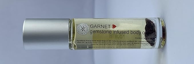 Honeybee Gardens Crystal Infused Body Oil, Garnet, Organic, Moisturizing, Non-Greasy, for All Skin Types, 2 Fl Oz