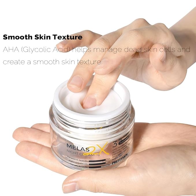 Melas 2X Night Cream for Dark Spots, Uneven Skin Tone & Texture – Hydrating Facial Moisturizer with Tranexamic Acid, Alpha Arbutin & Glycolic Acid, 1.69 fl oz