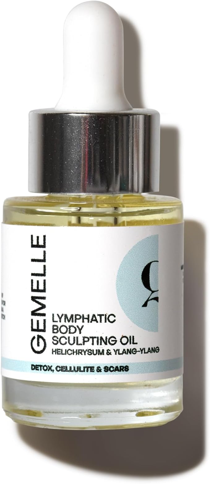 GEMELLE Lymphatic Body Sculpting Oil | 6X Award Winner | Anti-Cellulite, Stretch Marks, Scars, Bloating, Lymphatic Drainage | Helichrysum & Ylang-Ylang | Paraben-Free, Natural Skin Care 15ml
