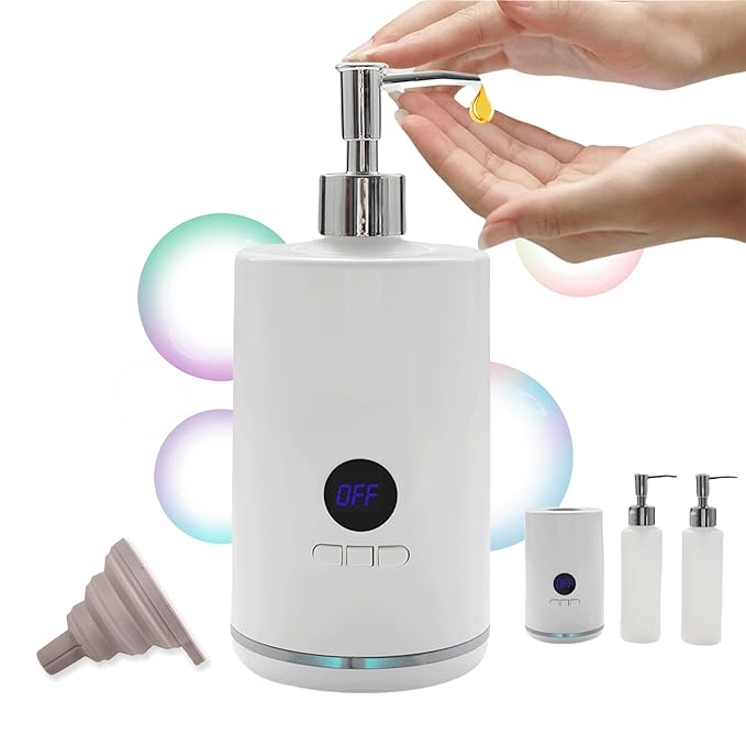 Oil Warmer for Massage oil warmer for scented oil,Massage Oil Warmer,lotion warmer,Body Oil Heater for Spa,Salon with 2 Oil Bottle Dispensers,1 grey funnel, Temper control,Atmosphere lights,White