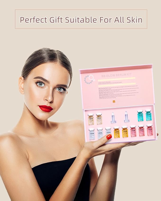 BB Glow Starter Kit BB Glow Serum for Microneedling Serum Ampoule Skin Treatment Kit 0.27oz 12 Vials