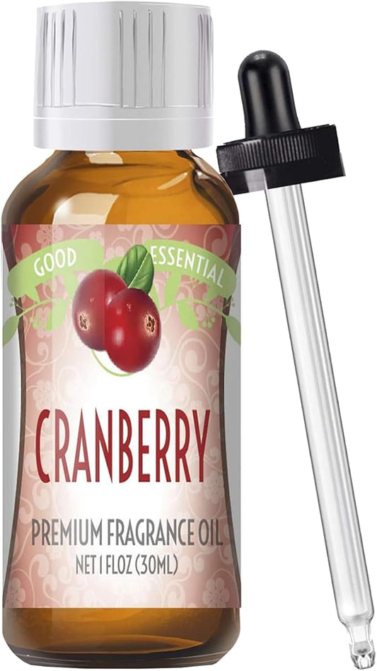 Good Essential Professional Cranberry Fragrance Oil 30 ml for Diffuser, Candles, Soaps, Lotions, Perfume (1 fl oz) - Cranberry Scent Blend for Diffuser - Aromatherapy Scents - Candle Fragrance Oil