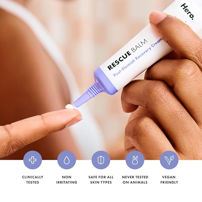 Hero Cosmetics Rescue Balm Post-Blemish Recovery Cream - Intensive Nourishing and Calming for Dry, Red-Looking Skin After a Blemish - Dermatologist Tested (50 ml, 1.69 fl. oz)