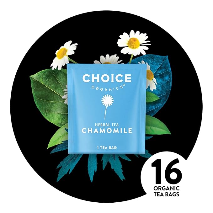 Choice Organics - Organic Chamomile Tea (1 Pack) - Compostable - Caffeine Free - 16 Organic Herbal Tea Bags