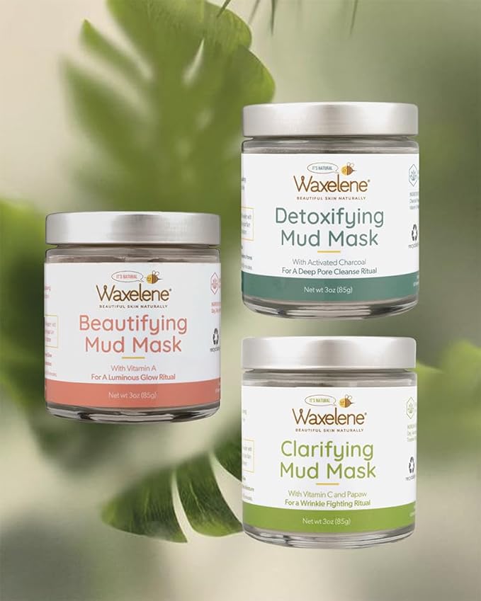 Waxelene Detoxifying Mud Mask Dry Blend - Deep Pore Cleanse Ritual Eczema Acne Oily Sensitive Skin Activated Charcoal Bentonite Dead Sea Clay