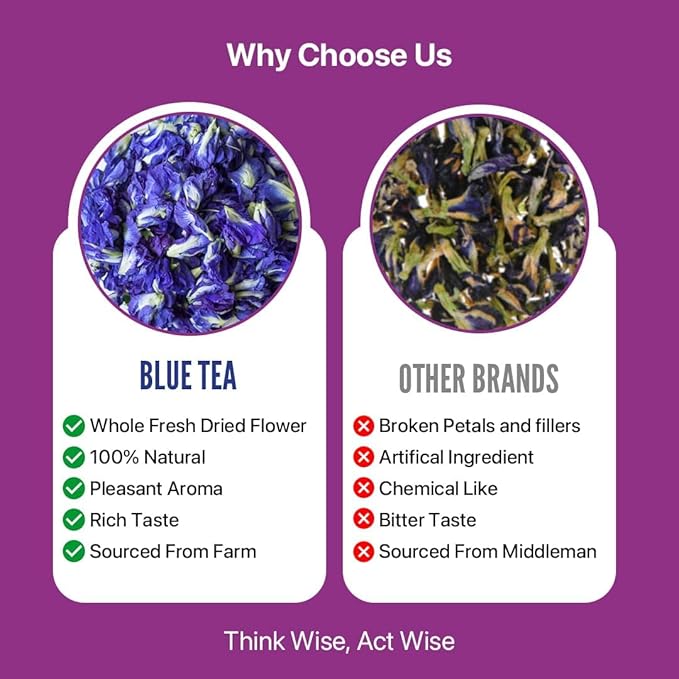 BLUE TEA - Combo Pack - Blue Tea Indian Chai Masala & Purple Tea Spiced (100 Gram - 100 Cups) | FATHERS DAY GIFT | Super Anti-Oxidant | Caffeine Free Herbal Tea | Vegan - GMO-Free - caffeine-free