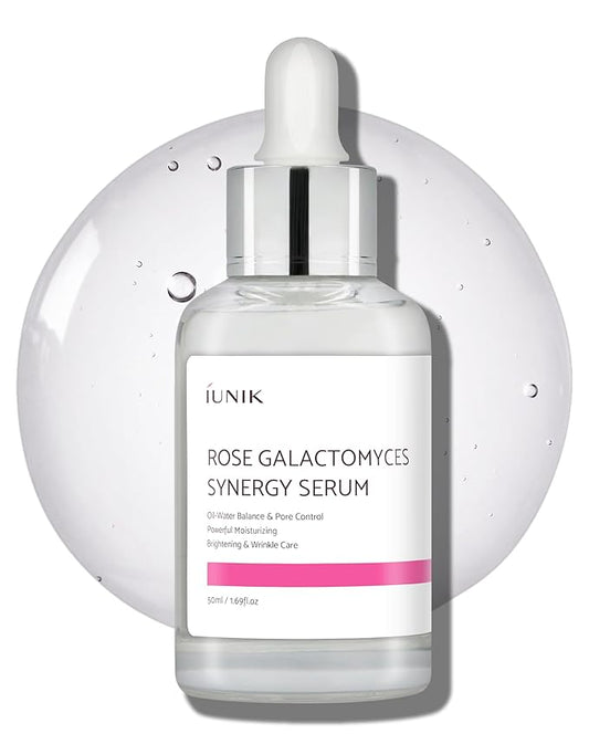 iUNIK Rose Galactomyces Synergy Vegan Face Serum 1.69 Fl Oz Naturally Fermented Rose Water Hydrating Ampoule Serum Deep Moisturizing Pore Minimizing Alcohol-free Chemical-free Korean Skincare