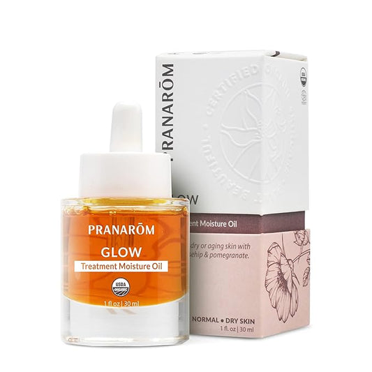 Pranarom - Glow Treatment Moisture Oil (1oz / 30ml) - 100% Pure & Natural Essential Oil Moisturizing Oil for Dry Skin Treatment & Nourishment